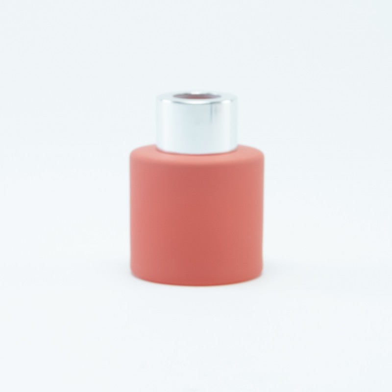 Parfumflesje cylinder terracotta met zilveren schroefdop - 50 ml