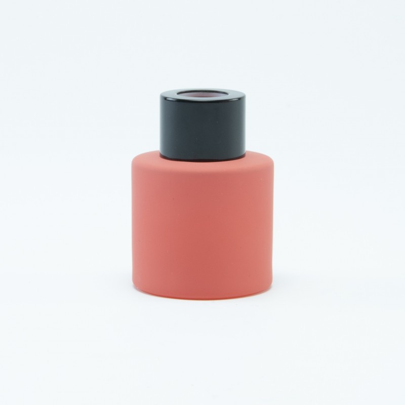 Parfumflesje cylinder terracotta met zwarte schroefdop - 50 ml