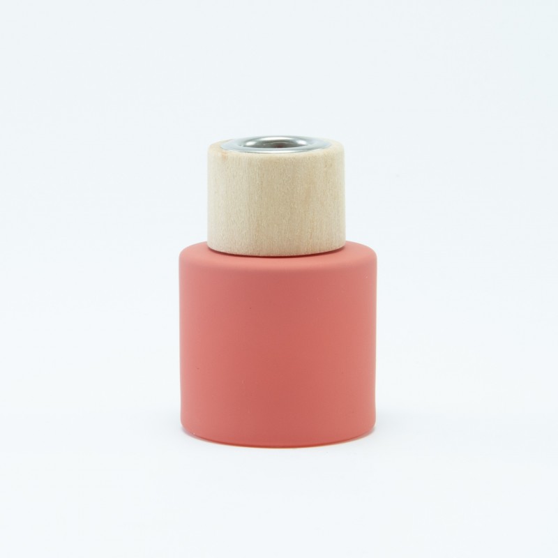 Parfumflesje cylinder terracotta met houten schroefdop - 50 ml