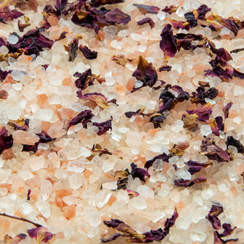 gros sel de l'himalaya avec pétales de rose - 1kg