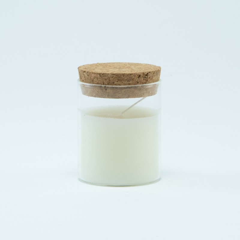 Cylinder potje met kaars en kurkstop